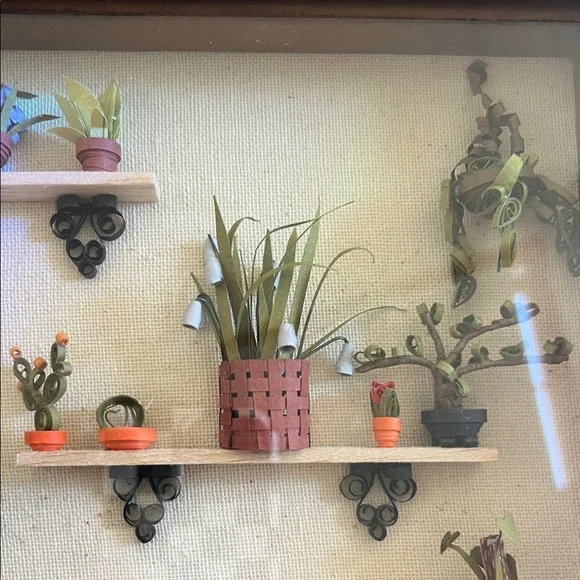 Houseplant Quill Paper Art in Shadow Box Frame - Picture 3 of 9